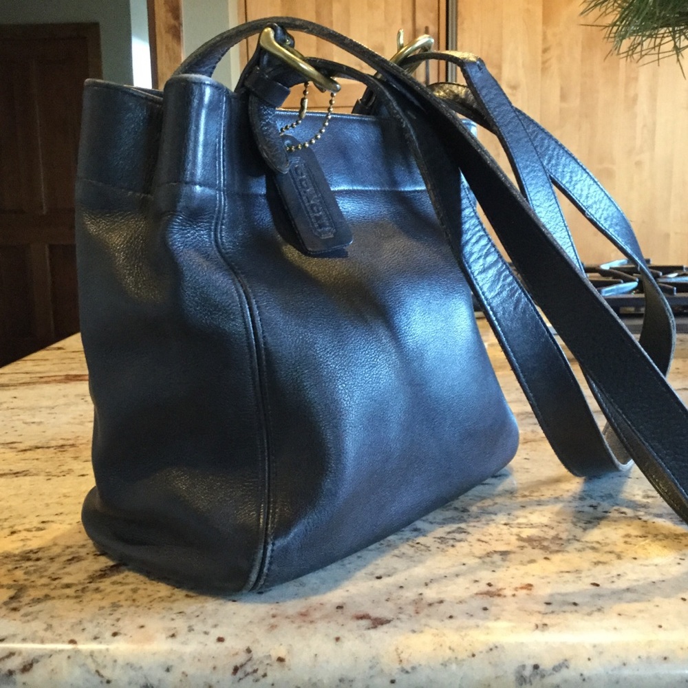 Vintage 1990s Black Leather Coach Purse